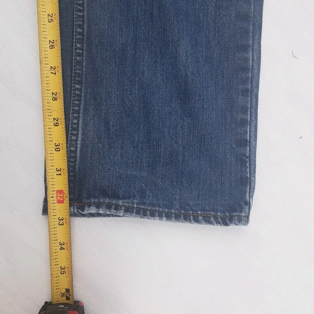 Bullhead Jeans Mens 32x34 Blue Denim Rincon Straight Whisker Distressed